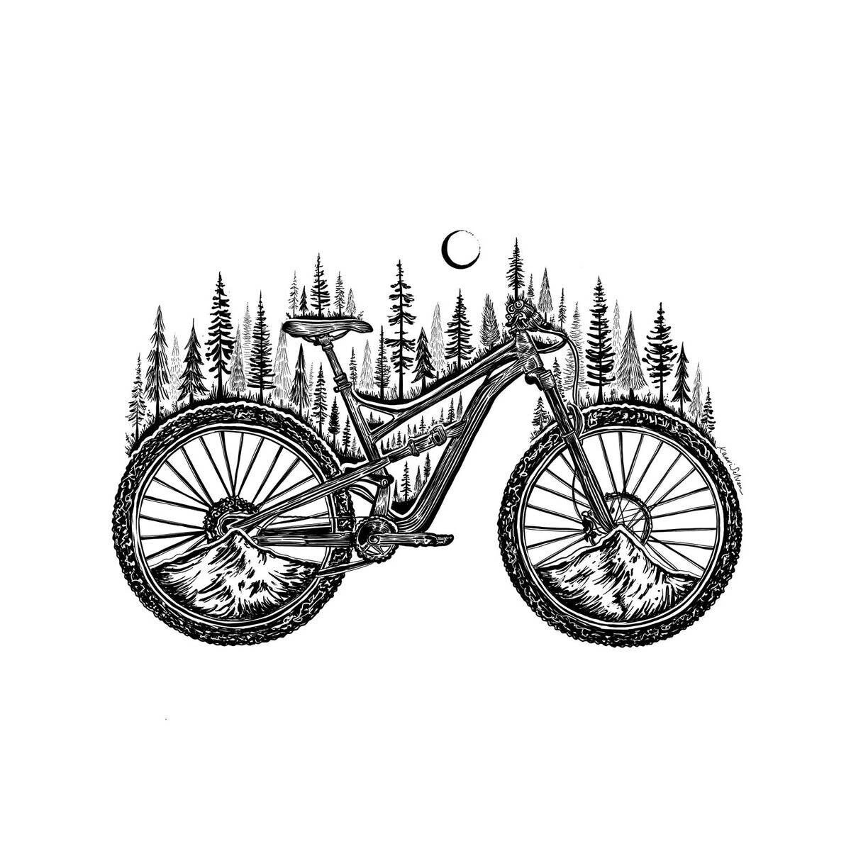 Forested Bicycle Art Print - 8&quot; x 10&quot;