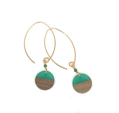 wood & resin - teal / 14k gold fill wood & resin - teal / 14k gold fill
