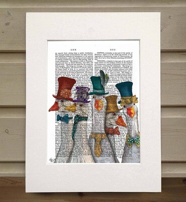 Gaggle of Geese, Book Print / Art Print / Wall Art - Matted book page