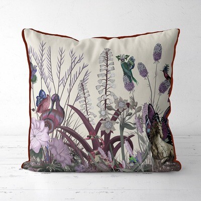 Wildflower Blush, Swan, Botanical Print Cushion/Throw Pillow - 18x18inch