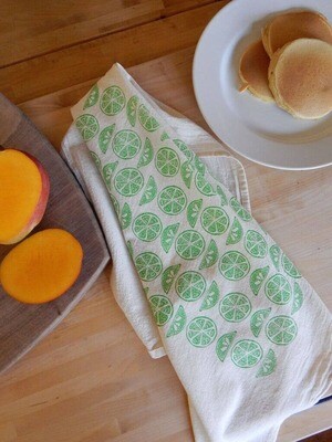 Citrus Tea Towel - Lime on Natural Citrus Tea Towel - Lime on Natural