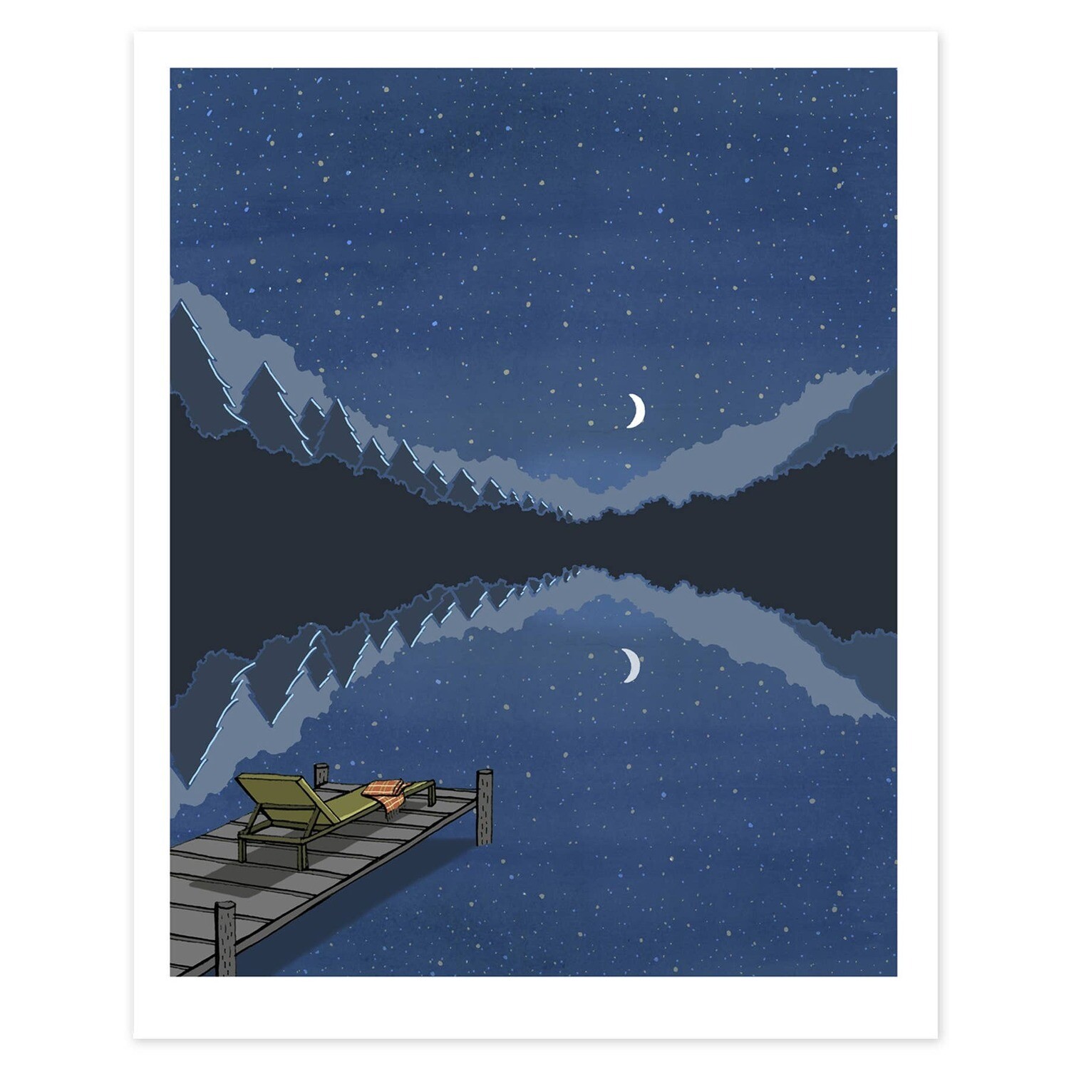 On the Dock under the Star-filled Sky Print - 11x14