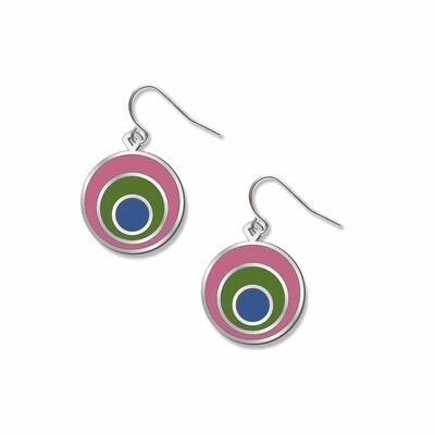 Color Fields - Pink, Green And Blue Accents Earrings