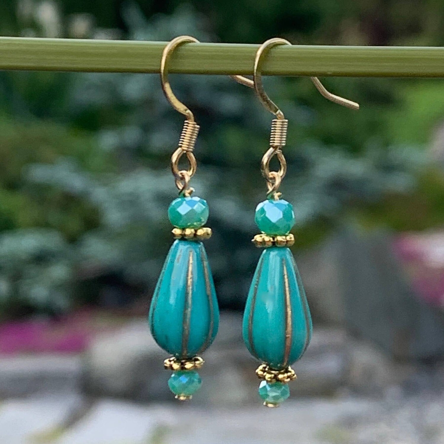 Melon Drop Earrings -Turquoise Melon Drop Earrings -Turquoise