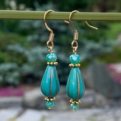 Melon Drop Earrings -Turquoise Melon Drop Earrings -Turquoise