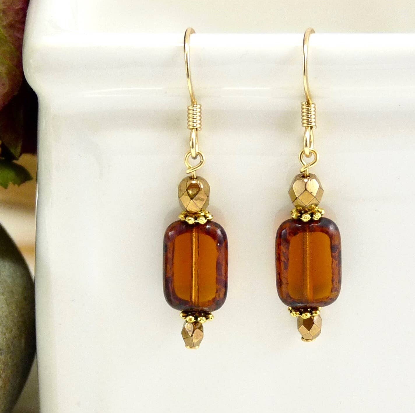 Rectangle Earrings Amber Rectangle Earrings Amber