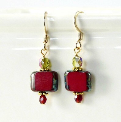 Square Earrings Red Olive Square Earrings Red Olive