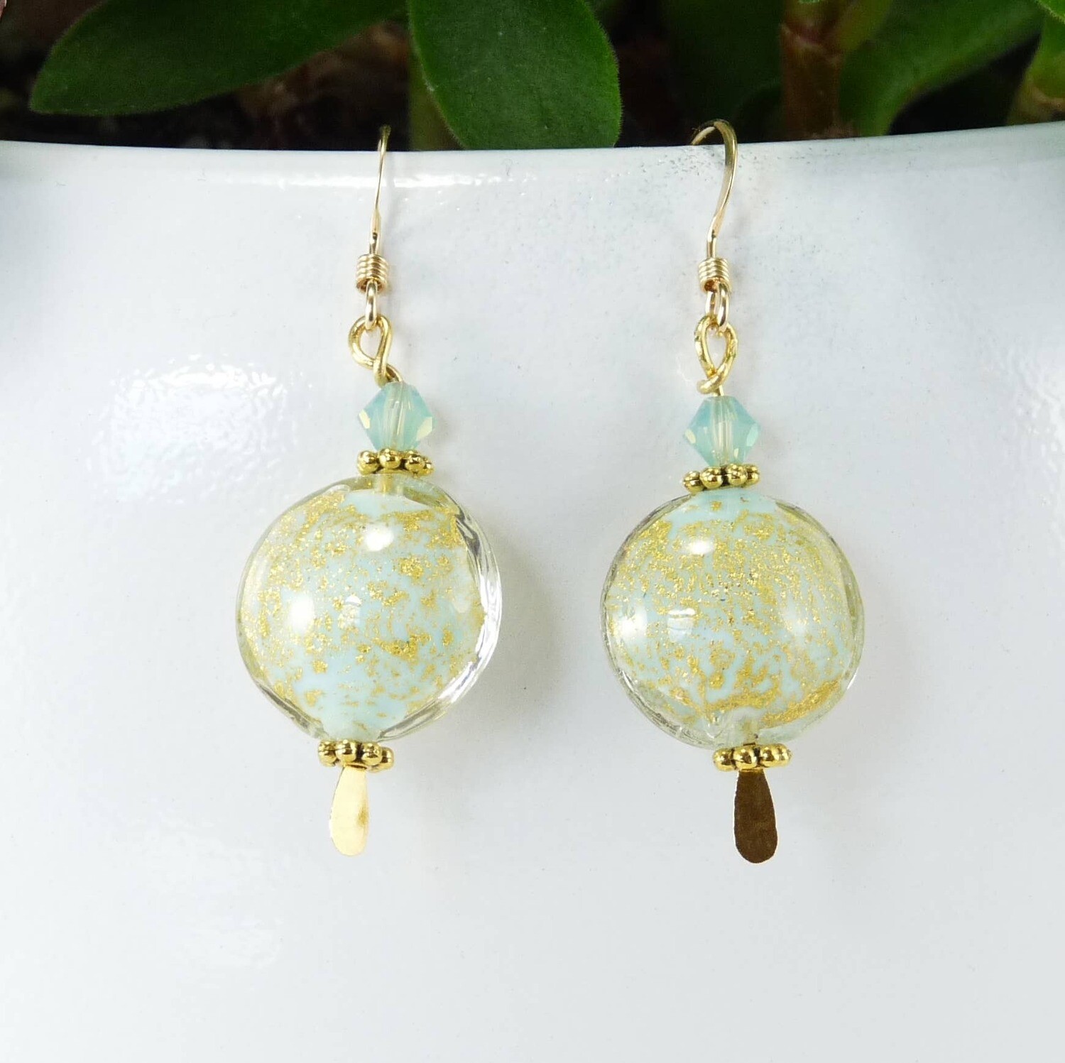 Murano Glass Earrings -Turquoise Murano Glass Earrings -Turquoise