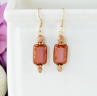 Rectangle Earrings Coral Rectangle Earrings Coral