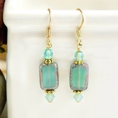 Rectangle Earrings Turquoise Clear Rectangle Earrings Turquoise Clear