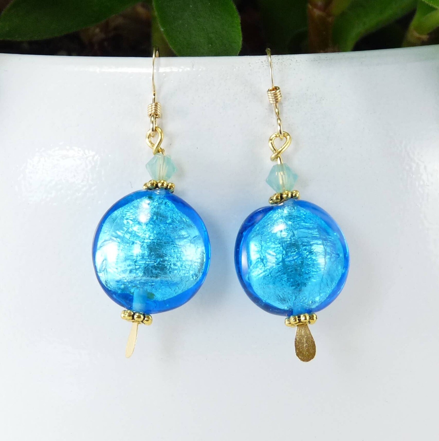 Murano Glass Earrings - Aqua Murano Glass Earrings - Aqua