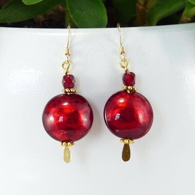Murano Glass Earrings -Red Murano Glass Earrings -Red