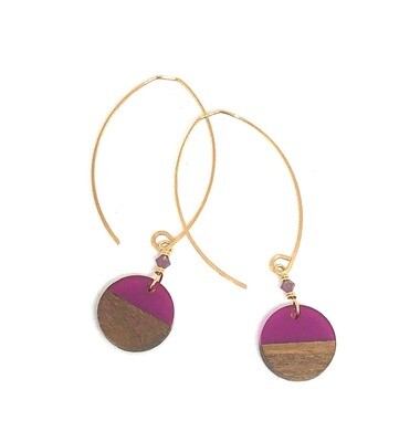 wood & resin - raspberry / 14k gold fill wood & resin - raspberry / 14k gold fill