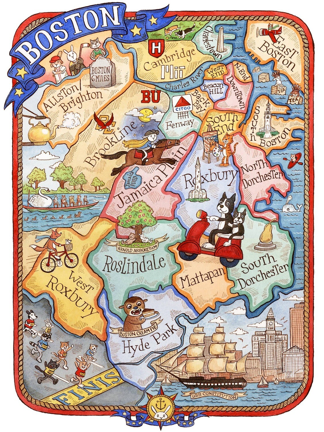 8&quot; x 10&quot; Boston MA Map Art Print