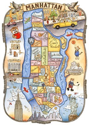 8" x 10" Manhattan NYC Map Art Print