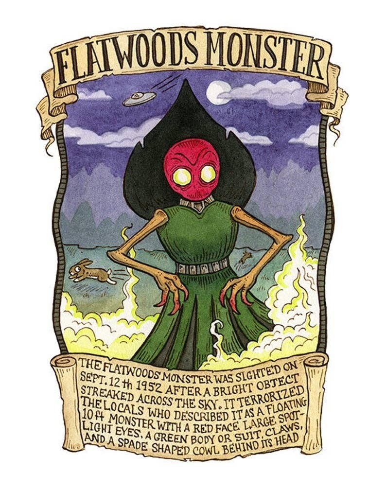 8&quot;x10&quot; Flatwoods Monster Cryptid Art