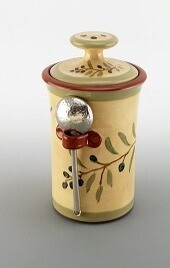 Olive Branch Coffee Jar w/ pewter spoon 