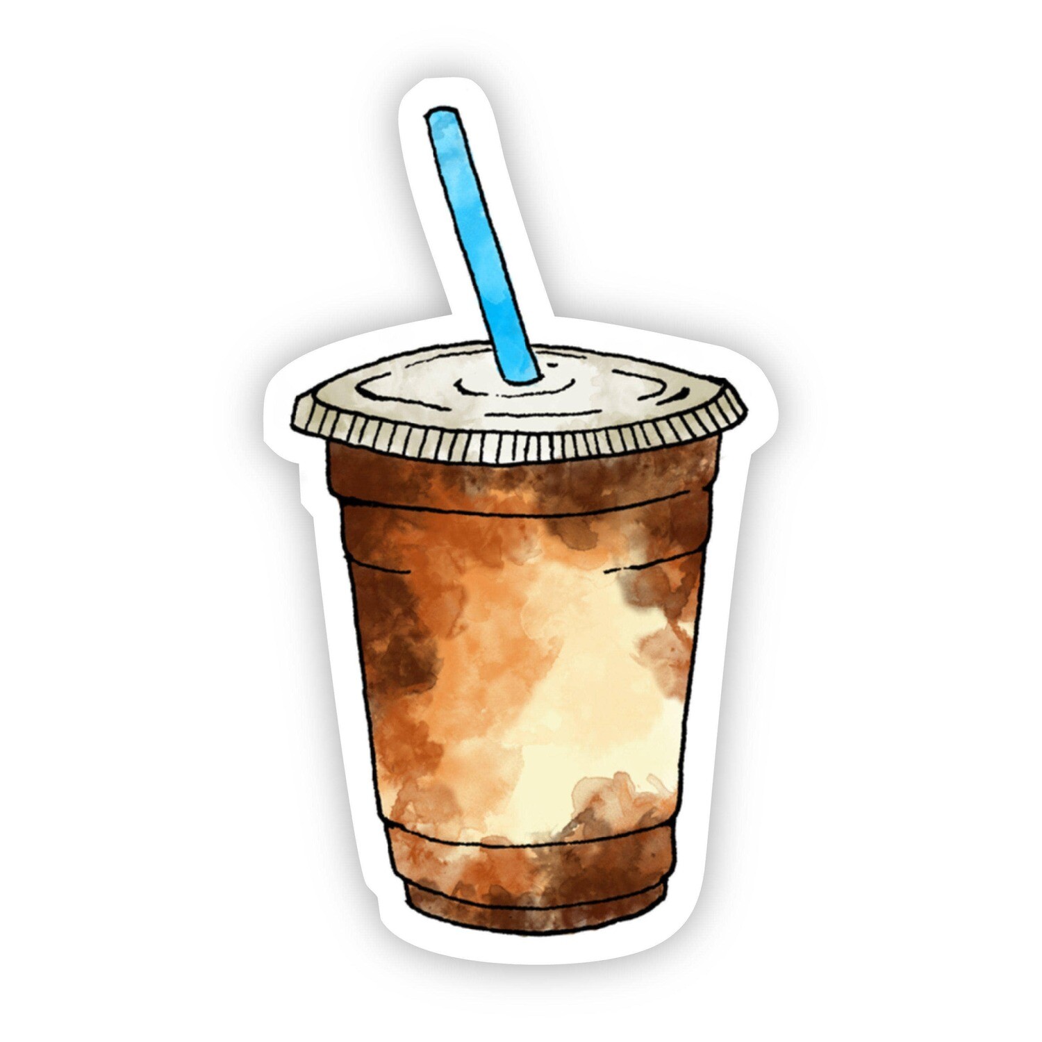 Iced Coffee Blue Straw Sticker