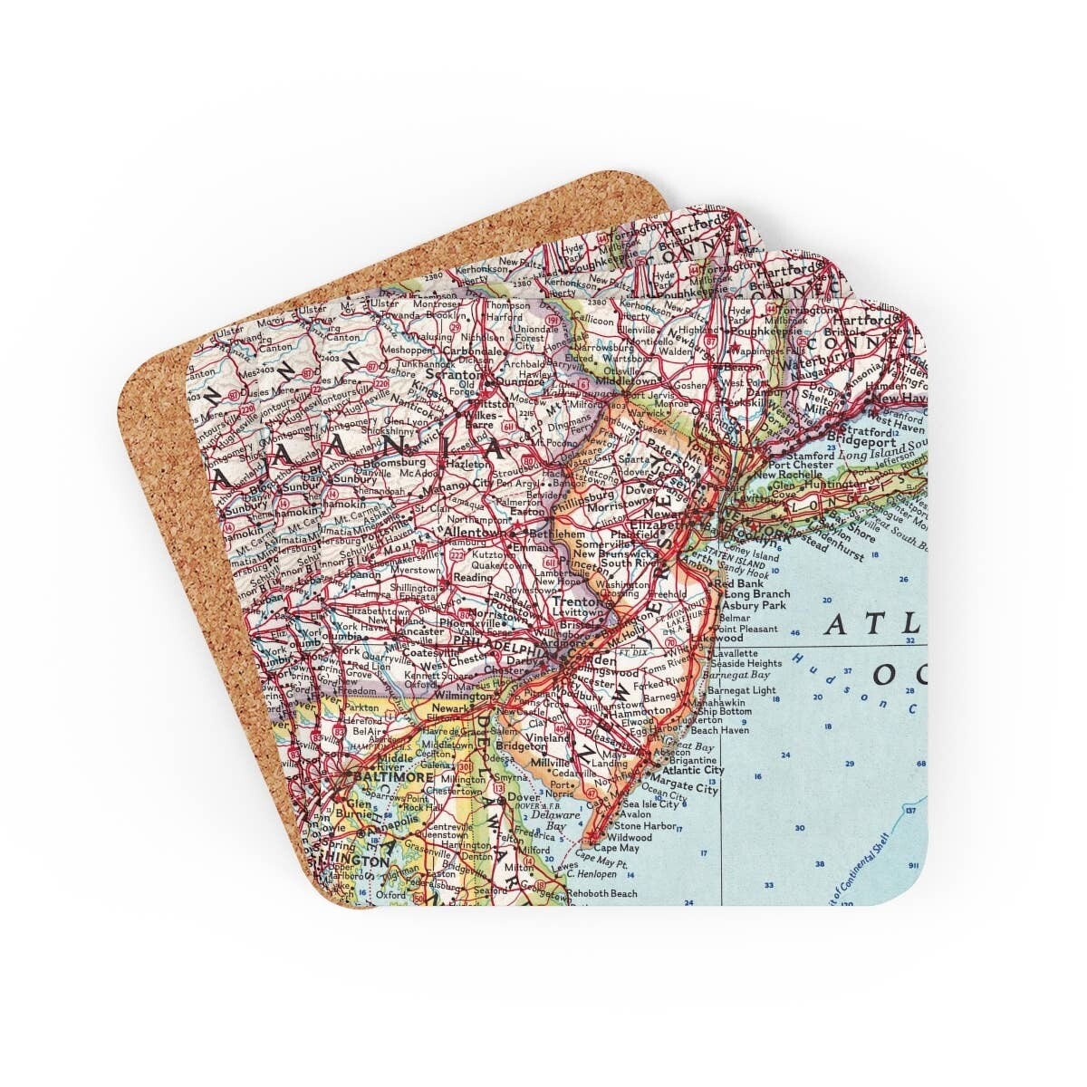 New Jersey Map Coaster New Jersey Map Coaster