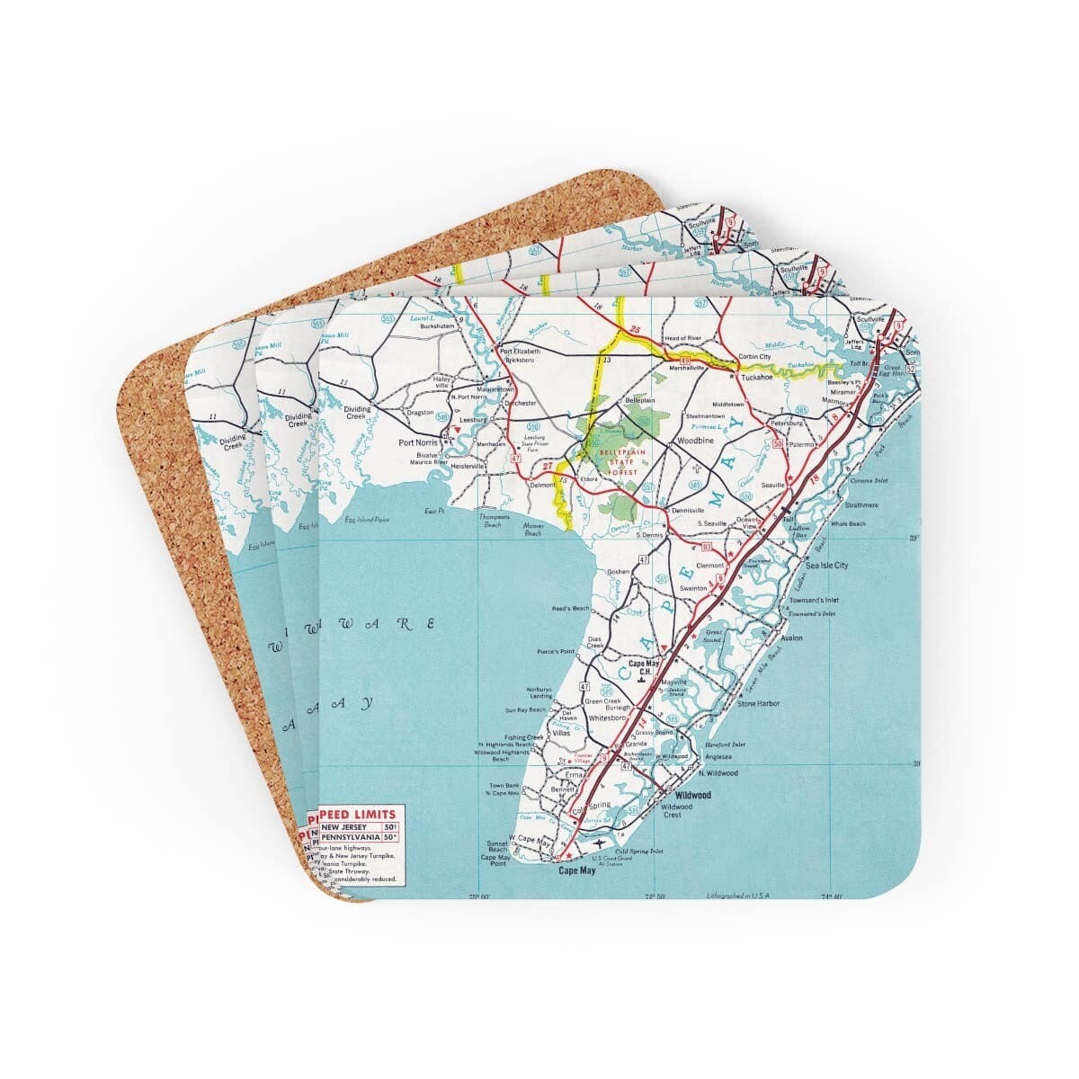 Cape May Map Coaster Cape May Map Coaster