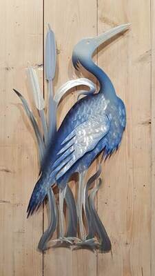 Heron steel painted wall hanging 12x23 Heron steel painted wall hanging 12x23