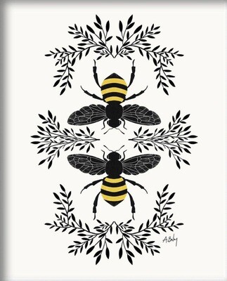 Honey Bees - bees illustration print