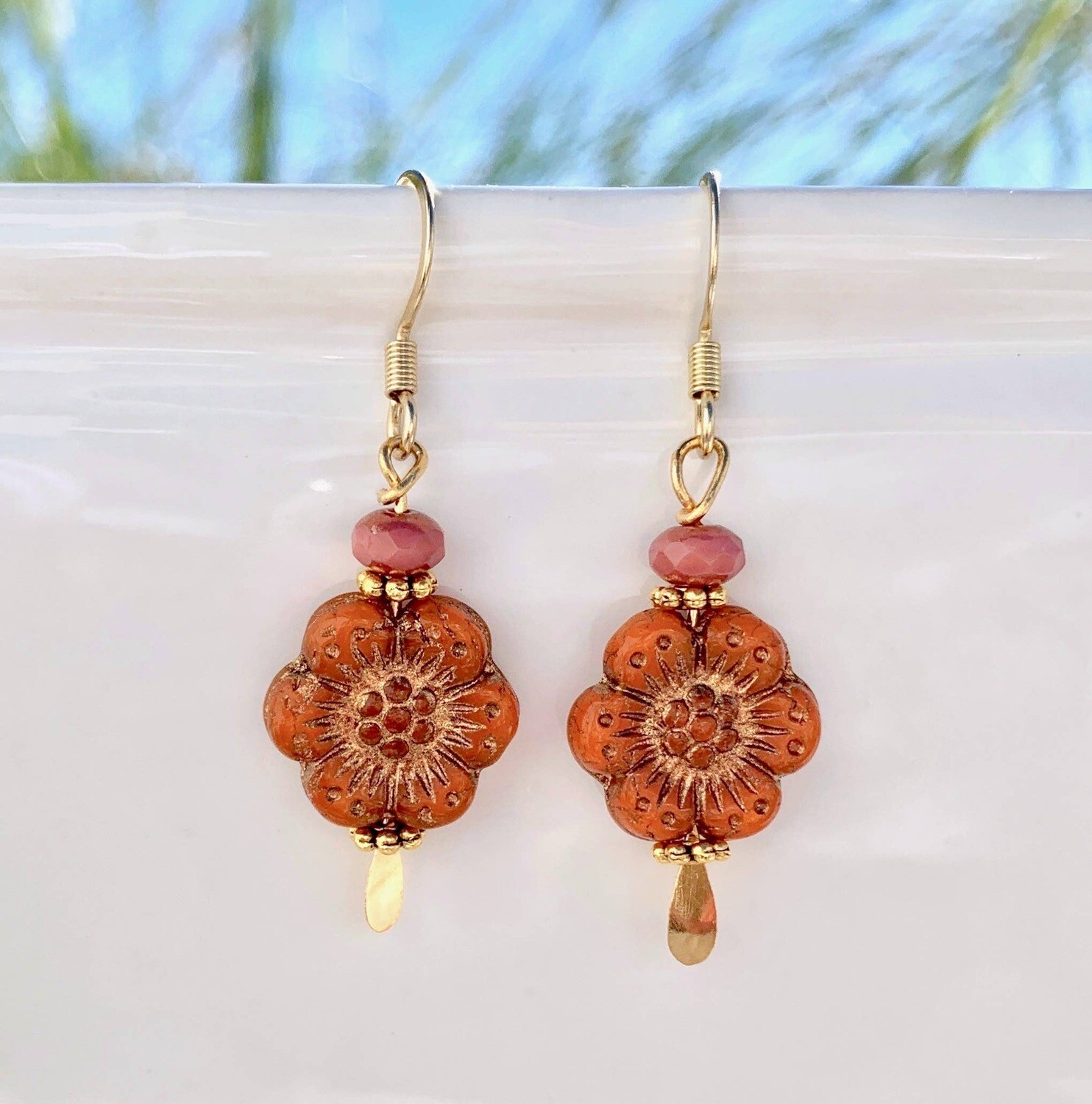 Flower Earrings Orange