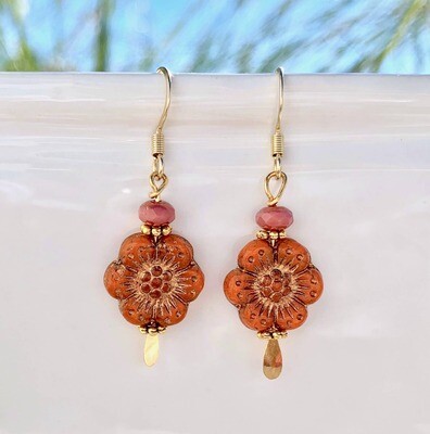 Flower Earrings Orange Flower Earrings Orange