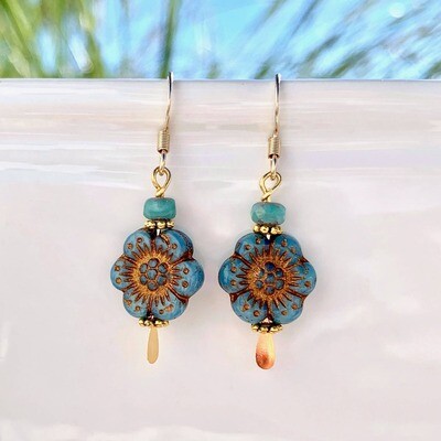 Flower Earrings Blue Flower Earrings Blue