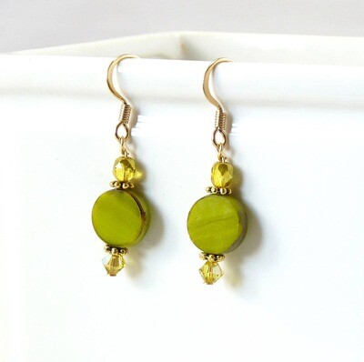 Disc Earrings Green Disc Earrings Green