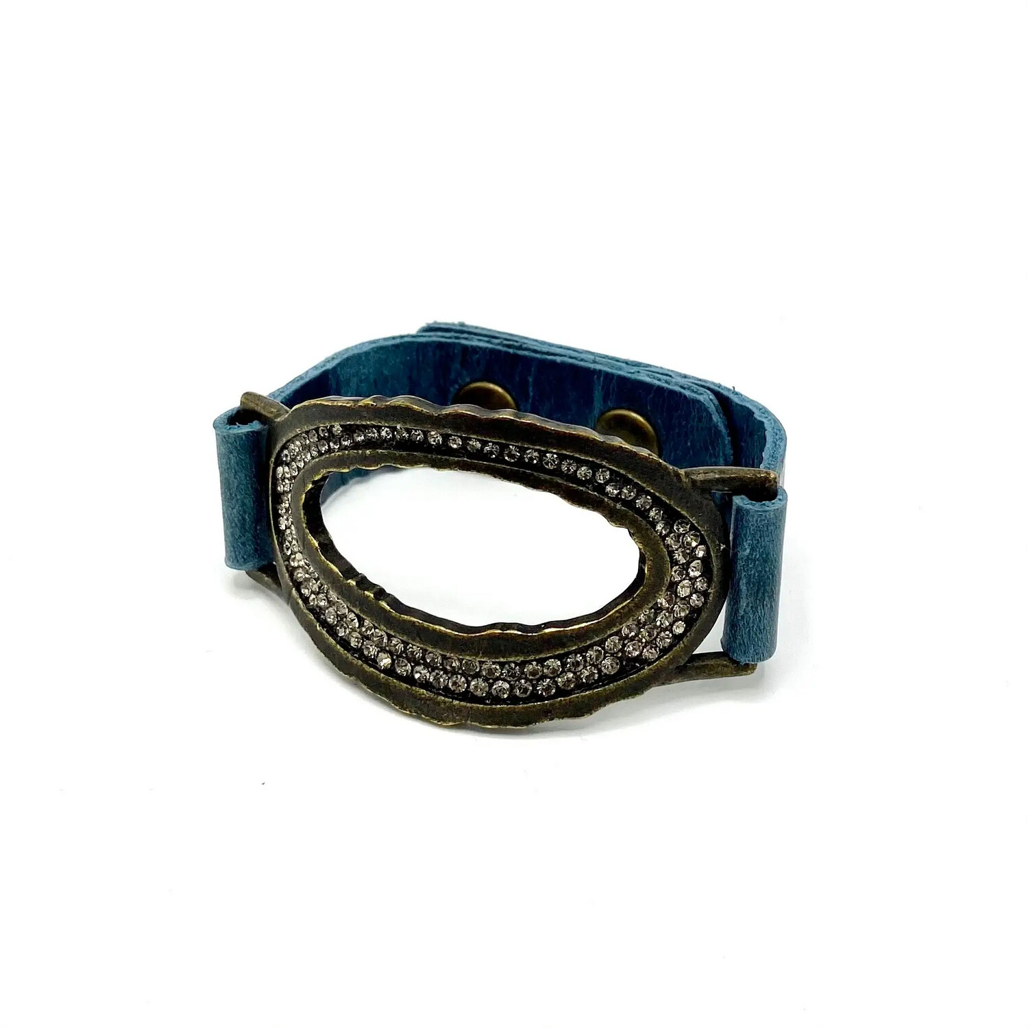 5266 Live Edge Pave Open Center Oval Bracelet - Slate w Black Diamond
