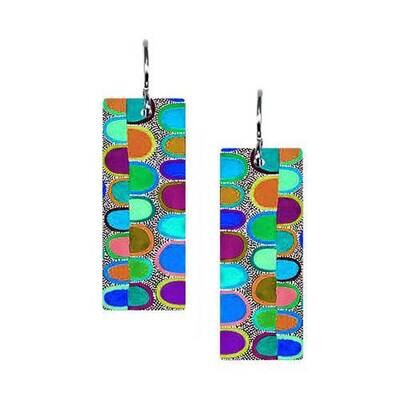 BLUE PARTY - Med Rectangle Earring
