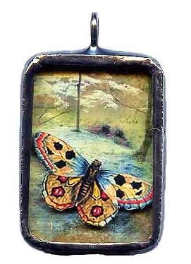 Shadowbox Butterfly Necklace on cord