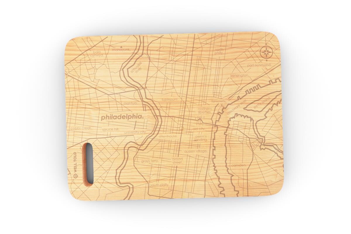 Philadelphia PA 6&quot;x 8&quot; Maple Bar Prep &amp; Cutting Board