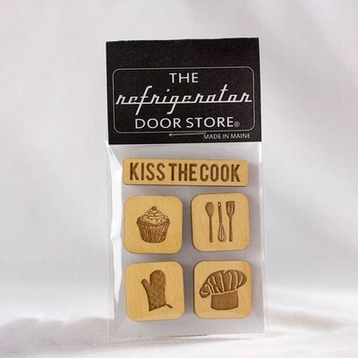Kiss The Cook  Magnet Set - yellow