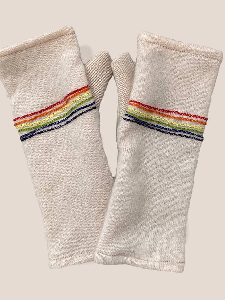 Rainbows - Beige Fingerless Cashmere Gloves