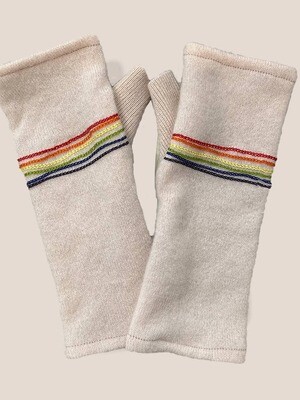 Rainbows - Beige Fingerless Cashmere Gloves