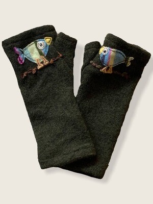 Cute Bird - Olive Fingerless Cashmere Gloves