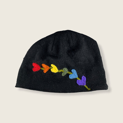 Wool Hat-Lupine - Rainbow on Black