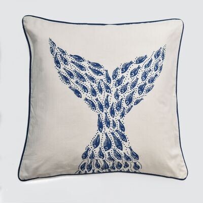Floursack 100% Cotton White & Blue Pillow Whale Tail Floursack 100% Cotton White & Blue Pillow Whale Tail