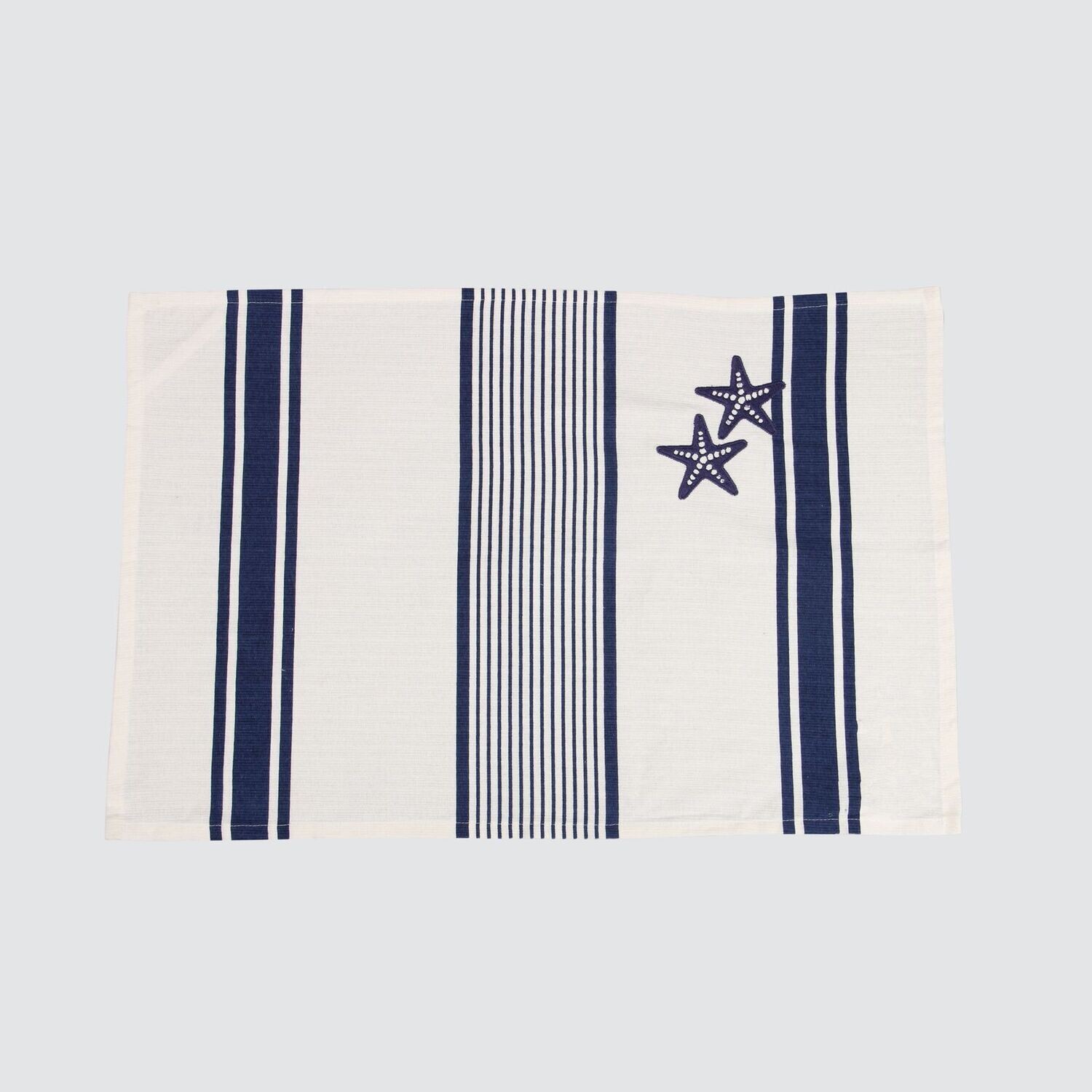 Ribbed Woven100% Cotton Off White Tea Towel Starfish