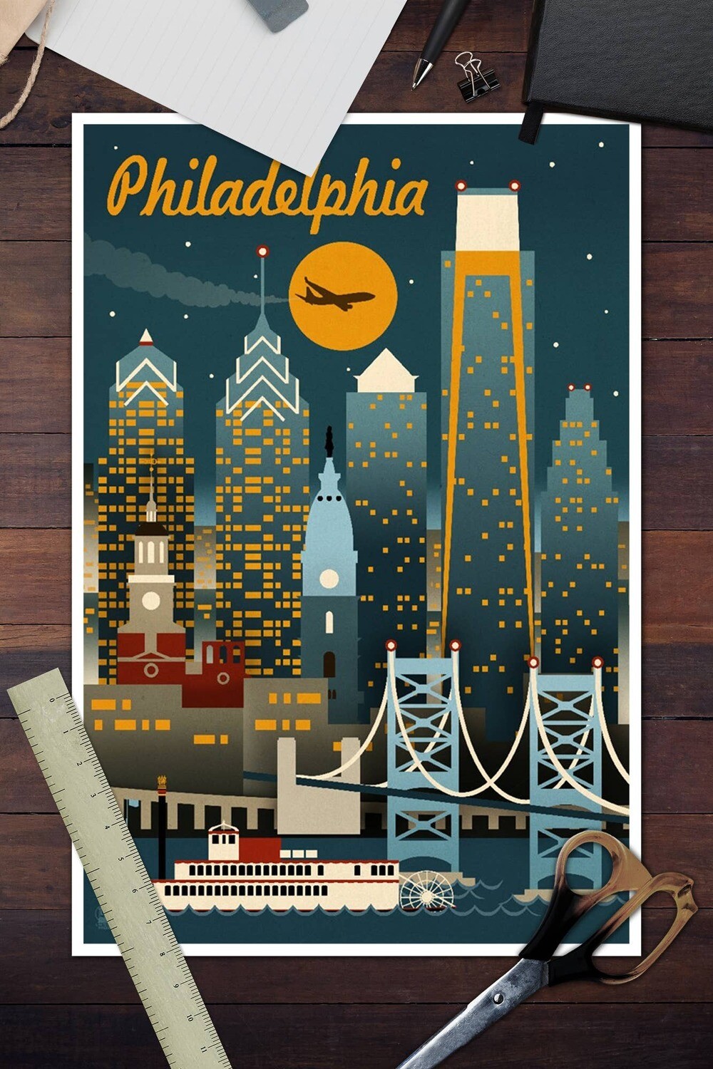 Philadelphia Retro - 12x18 Art Print
