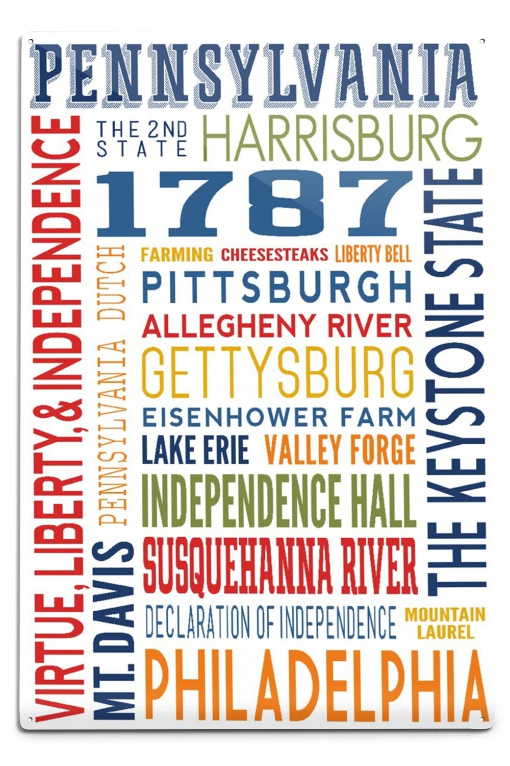 Pennsylvania, Typography12x18 Art Print