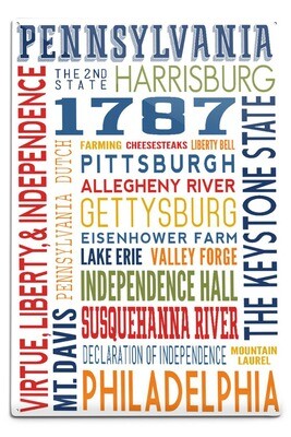 Pennsylvania, Typography12x18 Art Print