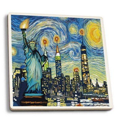 NYC Skyline Van Gogh Starry Night Coaster NYC Skyline Van Gogh Starry Night Coaster