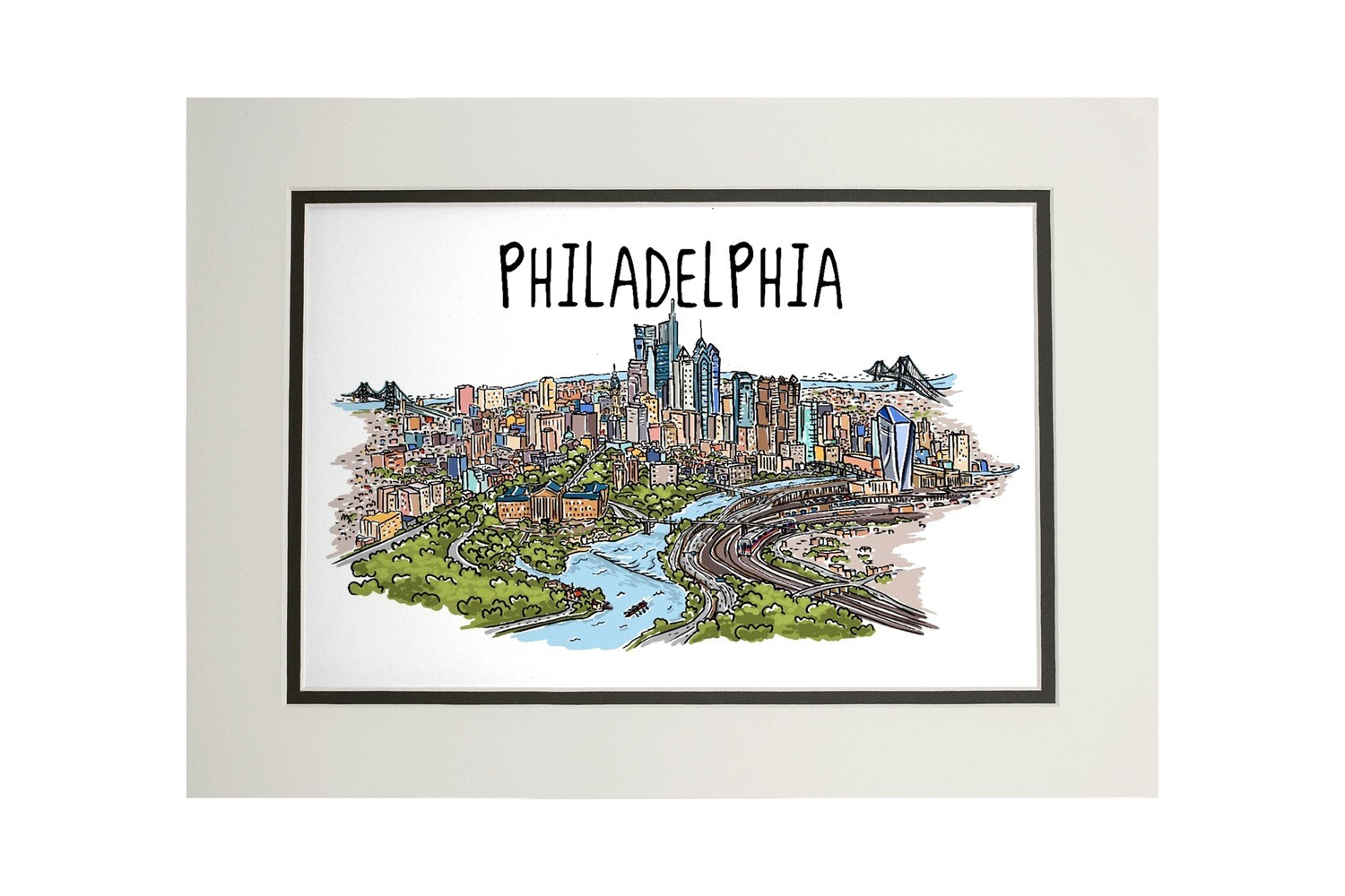 Philadelphia Skyline - 8x10 Matted Art Print