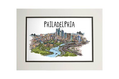 Philadelphia Skyline - 8x10 Matted Art Print