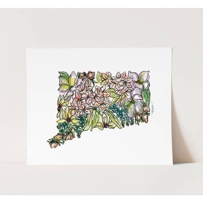 Connecticut Wall Art Print: Watercolor // CT Wildflowers - 8” x 10”