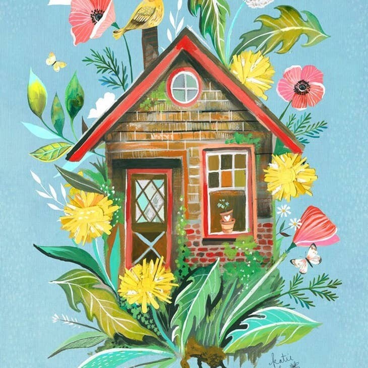Dandelion House Print - 8 x 10