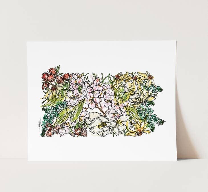 Pennsylvania Wall Art Print: Watercolor // PA Wildflowers - 8” x 10”